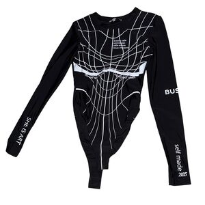 Black Graphic Long Sleeve Bodysuit